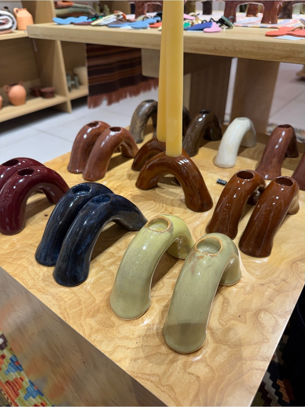 Mini Ceramic Arch Candle Holder - choose your color
